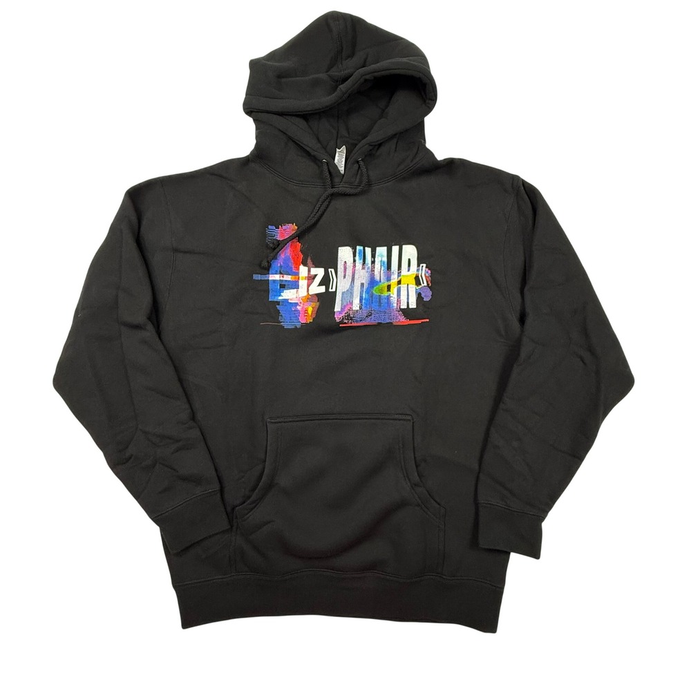 Liz Phair Black Glitch Graphic Concert Tour Hoodie Mens Large IND4000C